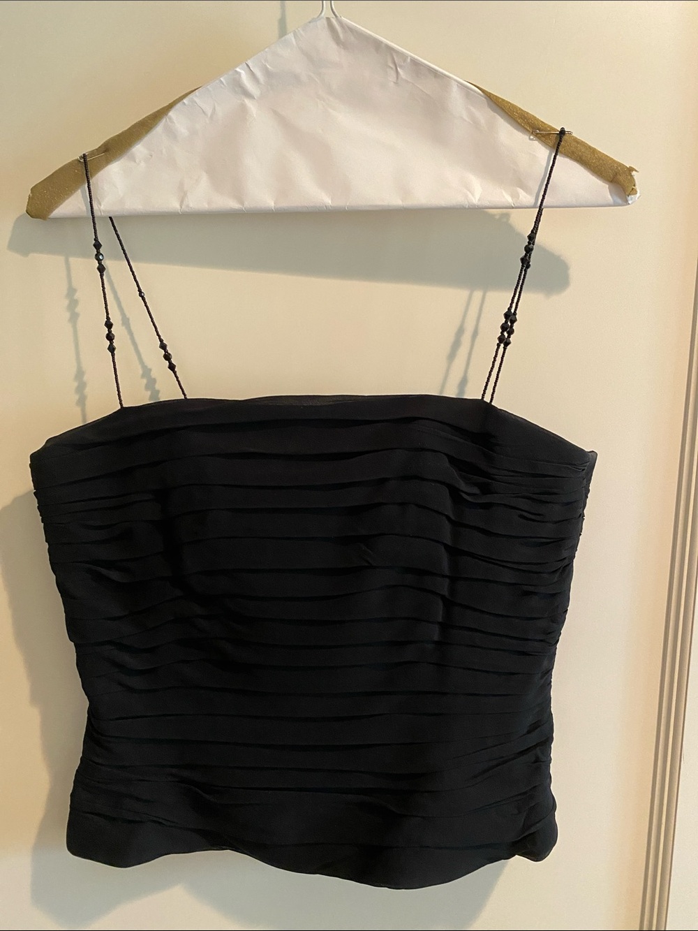 Kay Unger Black Strapless Pleated Evening Top